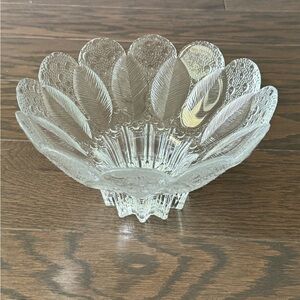 Vintage Lausitzer Glass Dew Drops 24% Lead Crystal German Footed Bowl